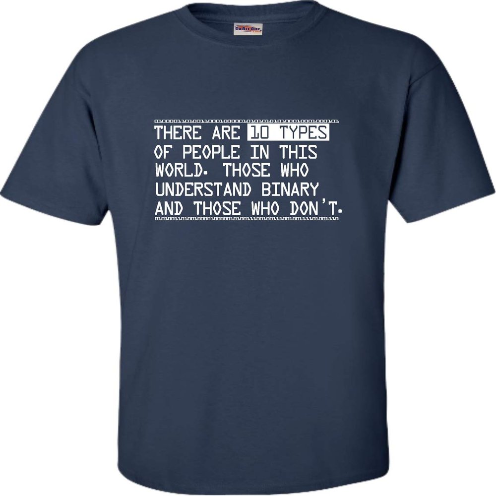 Go All Out XXXXX-Large Navy Blue Adult There are 10 Types of People in This World Binary Fun T-Shirt
