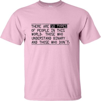 Go All Out XX-Large Pink Adult There are 10 Types of People in This World Binary Fun T-Shirt