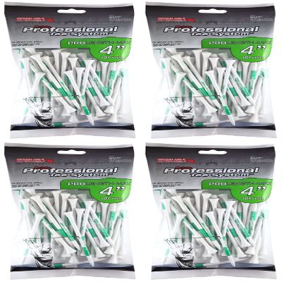 PRIDE PROFESSIONAL TEE SYSTEM PROLENGTH MAX 4" WHITE GOLF TEES - 4 BAGS
