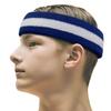 COUVER 2 Color Stripe Terry Sports Headband, 1 Piece, White/Blue view 1