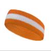 COUVER 2 Color Stripe Terry Sports Headband, 1 Piece, White/Orange view 2