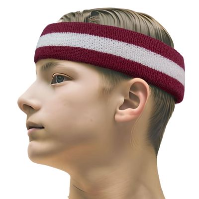 COUVER 2 Color Stripe Terry Sports Headband, 1 Piece, White/Purple