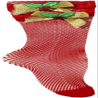 Forum Novelties Women's Red Fishnet Socks with Mistletoe, Multi, One Size