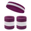 COUVER Sweatband Set Sports Headband Wristband Set Terry Cloth Moisture Wicking Sweat Absorbing Wrist Sweatbands Head Sweatband, White/Purple view 1