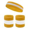 COUVER Sweatband Set Sports Headband Wristband Set Terry Cloth Moisture Wicking Sweat Absorbing Wrist Sweatbands Head Sweatband, White/Golden Yellow