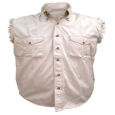 Allstate Leather Men's AL2903 Cream Cotton/Twill Sleeveless shirt XX-Large