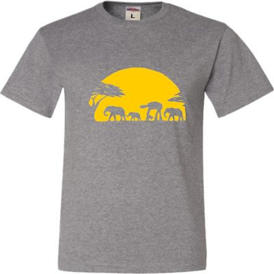 Go All Out XX-Large Oxford Adult Elephants and Imperial Walker Across African Safari T-Shirt