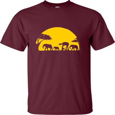 Go All Out XX-Large Maroon Adult Elephants and Imperial Walker Across African Safari T-Shirt
