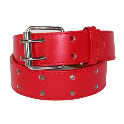 CTM Kids' 1 Inch Wide Leather Two Hole Jean Belt, Xlarge, Red