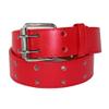 CTM Kids' 1 Inch Wide Leather Two Hole Jean Belt, Xlarge, Red view 1