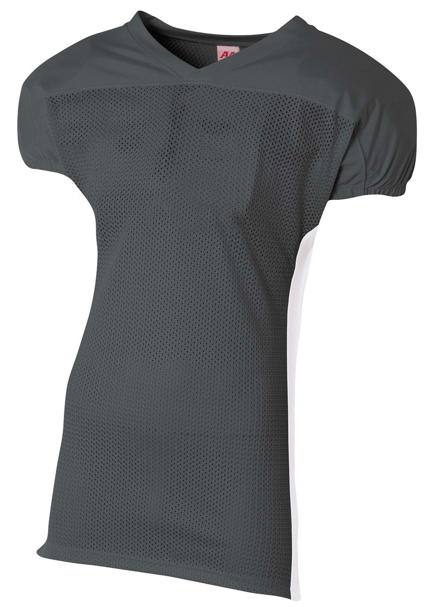 A4 Titan 4-Way Stretch Football Jersey, LargeXL, Graphite/White