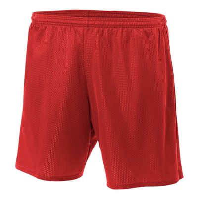 A4 Mens Lined Tricot Mesh Shorts, 4XL, Scarlet
