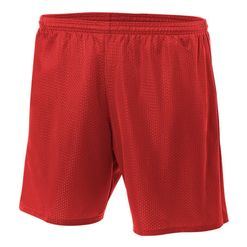 A4 Mens Lined Tricot Mesh Shorts, 4XL, Scarlet