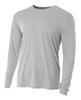 A4 Youth Cooling Performance Crew Long Sleeve T-Shirt, Silver, Medium view 1