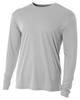 A4 Youth Cooling Performance Crew Long Sleeve T-Shirt, Silver, Medium view 2