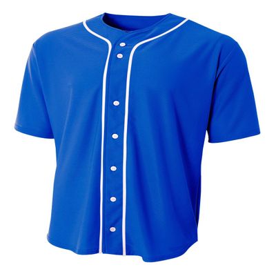 A4 Mens Short Sleeve Full Button Baseball Jersey, XL, Royal