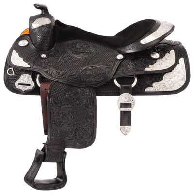 Tough 1 Youth Challenger Silver Show Saddle, Black, 13 1/2-Inch