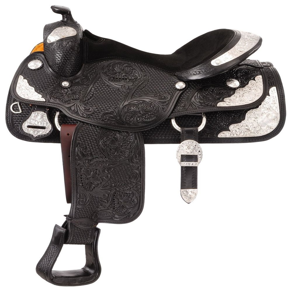 Tough 1 Youth Challenger Silver Show Saddle, Black, 13 1/2-Inch