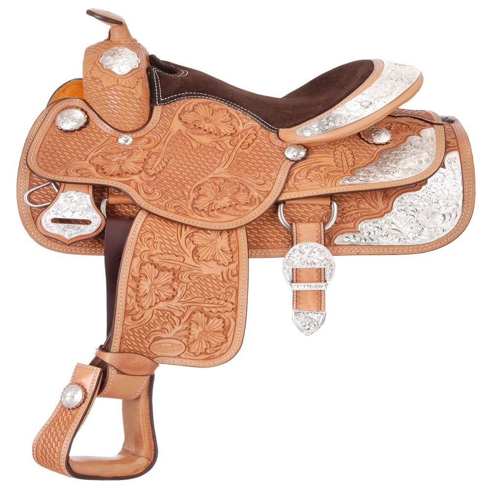 Tough 1 Youth Challenger Silver Show Saddle, Light Oil, 13-Inch