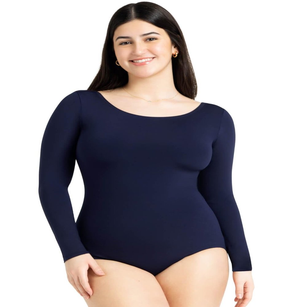 Capezio Long Sleeve Leotard, Navy, X-Small