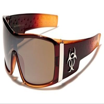 Biohazard Optics New Mens Riding Biking Driving Retro Sunglasses (RED-ORANGE TIPS)
