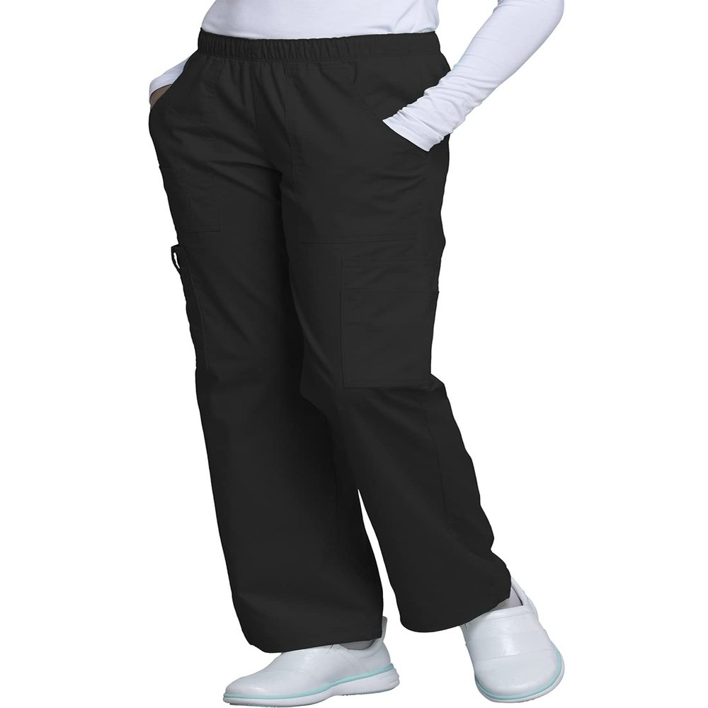 Cherokee Women's Tall Workwear Scrubs Core Stretch Pull-On Cargo Pant, Black, X-Large/Tall