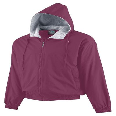 Augusta Sportswear Youth Hooded Taffeta Jacket/Fleece Lined L Maroon