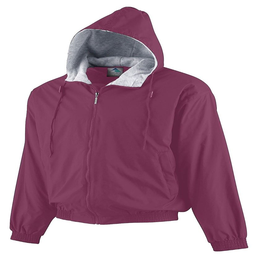 Augusta Sportswear Youth Hooded Taffeta Jacket/Fleece Lined L Maroon