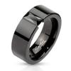 Men's Stainless Steel Shiny Black IP Wedding Band Ring view 1