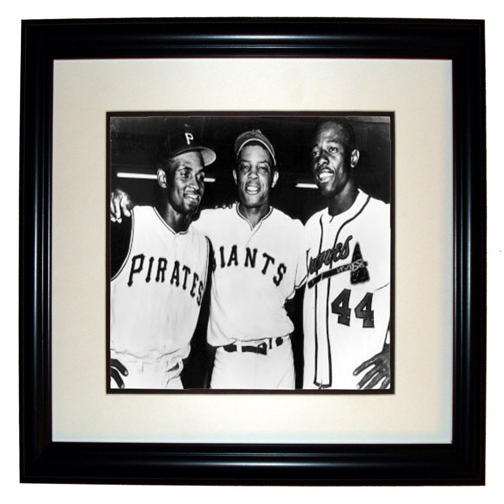 Clemente, Mays and Aaron 8x10 Photo in an 11x14 Double Matted Black Frame