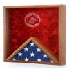 Military Flag and Medal Display Case, for 3x5 Flag- Shadow Box Wall mountable - w/Laser Engraved Emblem (USMC EGA Engraved Emblem) view 1
