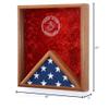 Military Flag and Medal Display Case, for 3x5 Flag- Shadow Box Wall mountable - w/Laser Engraved Emblem (USMC EGA Engraved Emblem) view 2