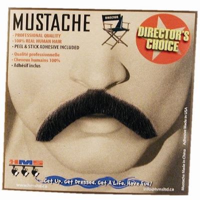 HMS Undercover BRO Human Hair Mustache, Grey, One Size