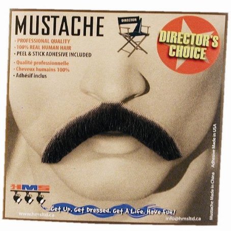 HMS Undercover BRO Human Hair Mustache, Grey, One Size