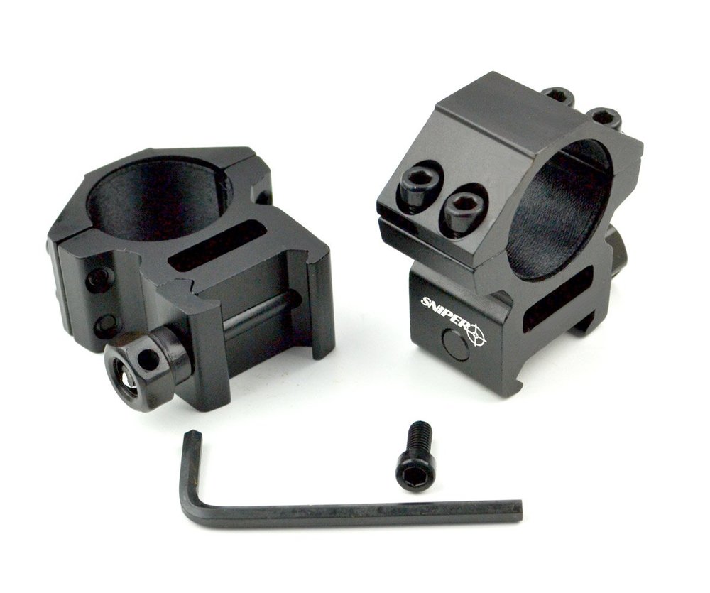 Sniper 1" / 25mm Scope Ring Mount for Picatinny Rails, Medium Profile, Locktight 4 Screws per Ring