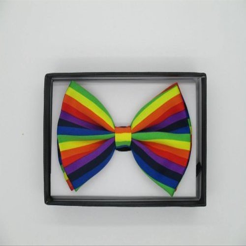 Men's Classic Style Check Polyester Wedding Bow Tie-Rainbow Design
