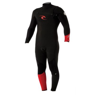 Rip Curl E-Bomb Chest Zip 4/3 Wetsuit, Black/Red, X-Large Short