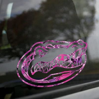 Florida Gators PINK CAMO GATOR HEAD LOGO 24" Vinyl Decal Car Truck Window UF Sticker