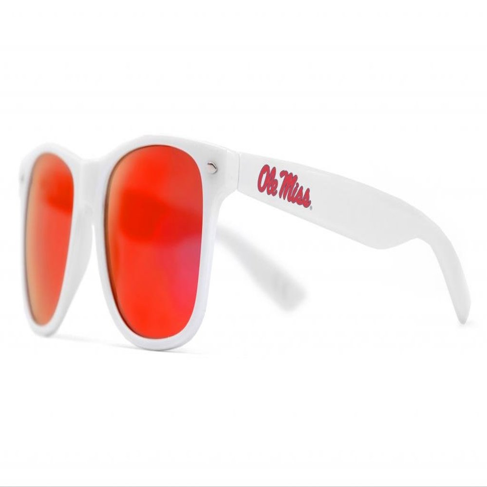 Society43 NCAA Mississippi Old Miss Rebels MS-6 White Frame Blue Lenses Sunglasses, One Size, White