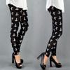 LOCOMO Women Black White Cross Print Pattern Legging FFT117 view 2