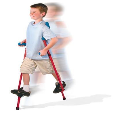 Geospace Adjustable Walkaroo Steel Stilts for Kids - Indoor/Outdoor Play, Exercise, Steel Stilts for Adults- Up to 220 lbs, Height Adjustable Walking Stilts, Kids Stilts -Red