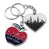 2x New York Big Apple Empire State Chrysler Building NYC Night Skyline with Big Apple Heart Shape Keychain NY Souvenir Gift Key Chain Ring - Set of 2 view 1