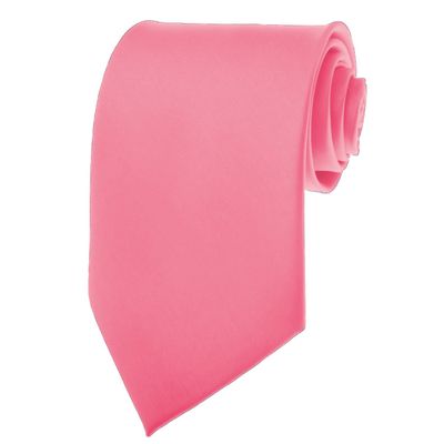 K. Alexander Mens Necktie SOLID Satin Neck Tie Hot Pink