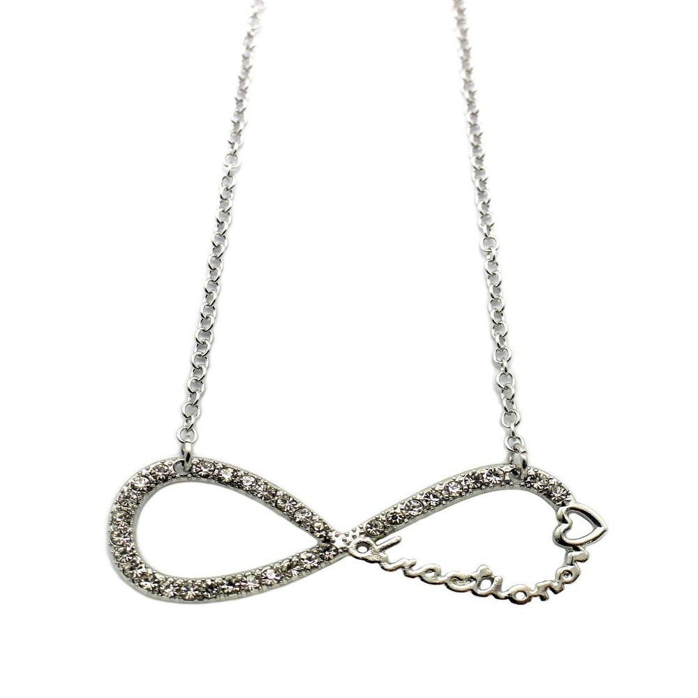 NYFASHION101 Directioner Fans Paved Infinity with 18" Link Chain Necklace, Silver-Tone