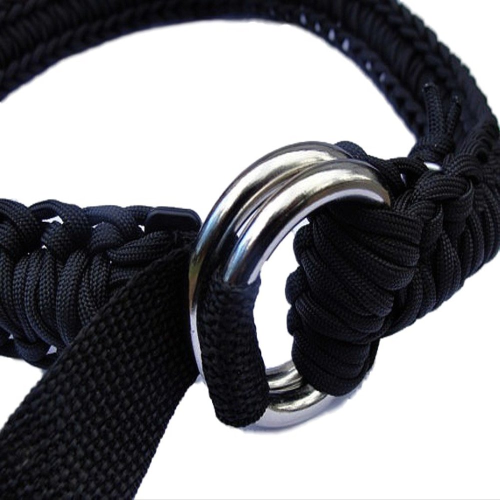 550 Paracord Survival Belt with D-rings (Black, Small)