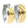 316L Stainless Steel Yellow Gold Tone IP Grooved Tread Hinged Huggie Earrings view 1