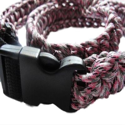 550 Paracord Survival Belt with Plastic Side-Release Buckle (Sneaky Pink Camo, Small)