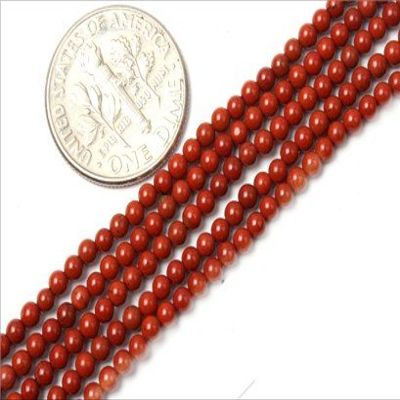 2mm round gemstone red jasper seed beads strand 15"
