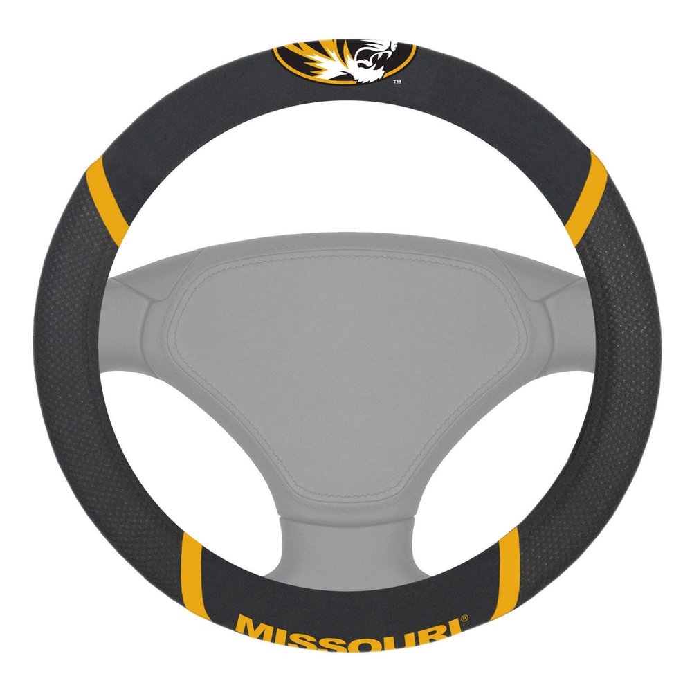 FANMATS 14915 NCAA University of Missouri Tigers Polyester Steering Wheel Cover , 15"x15"