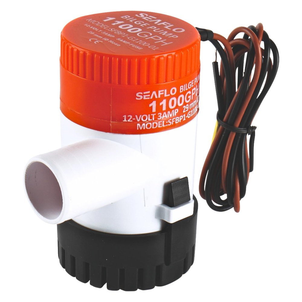 SEAFLO 01 Series 1100 GPH Bilge Pump  12V, 1-1/8" Outlet, Marine Submersible Pump with Anti-Airlock Protection, CE & Rohs Certified, 4-Year Warranty | Reliable for Boats and Marine Applications